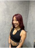 艶ワインレッドのレイヤーロングstyle