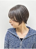 垢抜け□大人可愛い丸みショート20代30代40代50代グレージュ