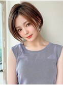 大人ボブ/小顔/ショートボブ/30代40代50代/ネビージュ/ワンレン