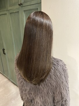 ヘアサロン ナノ(hair salon nano) セミロング/ナチュラルハイライト/オリーブグレージュ/3Dカラー