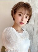 シースルーぱっつん前髪ショートボブ30代40代ひし形シルエット