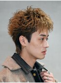 メンズ短髪パーマスパイキーショートウルフツイストパーマ原宿
