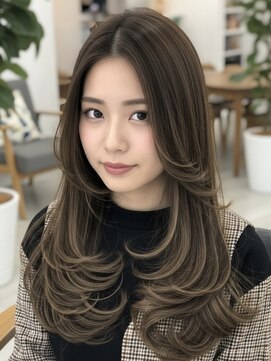 リル 茅ヶ崎(Liru:) くびれヘア/アプリコットオレンジ/ハイライトカラー/茅ヶ崎