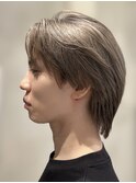 men's/メンズ/リバースセンターパート/黒染め/韓国/顔周り波巻き