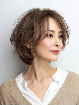 ハーツ 青山表参道店(Heart's) 白髪ぼかし脱白髪染め似合わせショートボブ40代50代60代