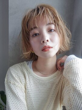 エンクス(enx) 大人レイヤーボブ×ミルクティーベージュカラー×シースルー前髪