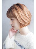 柔らかオレンジハイトーンボブ