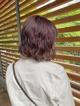 ウノプリール 茶屋町店(unopulir) 【unopulir永尾】ボブパーマ&ダブルカラーラベンダーピンク