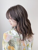 ロロン 下高井戸(LORONG)&nbsp;ハイライト　セミロングレイヤー　チャコールブラウン　ベージュ