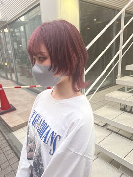 アソビ 表参道(ASOBI) ネオウルフ　ピンクボルドー　外ハネ