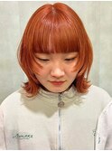 艶髪カラー/オレンジ/デザインカット