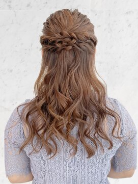 ブルー(BLUE) 結婚式お呼ばれ ハーフアップ ヘアセット 【mt___213r】