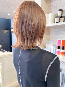 キャアリー(Caary) 福山市美容室Caary夏ヘアオレンジカラー切りっぱなしボブ