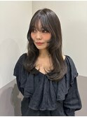 お顔まわりカット／レイヤーカット／オリーブグレー