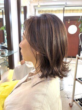 ヘアアーク(HAIR arc) ボブ#外ハネ#くびれ#前下がり#こて巻き#レイヤー#アッシュグレー