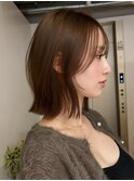 大人ボブ銀座レイヤーカット有楽町ミディアムボブベージュ