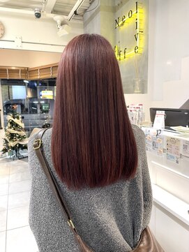 ネオリーブカフ 鶴ヶ峰店(Neolive caff) ワインレッド ダブルカラー ケアブリーチ