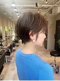 50代/くびれショート/オリーブベージュ/前髪あり/小顔