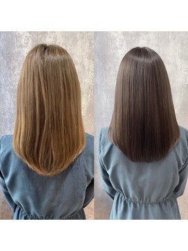 ジーナ 船橋(Zina) オトナ女子ツヤ髪アッシュカラーふんわりミディシースルーバング