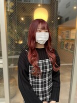 リエコー(RE'ECHO)&nbsp;プルエクステ/ブリーチカラー/赤髪/チェリーレッド