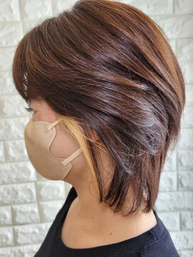 松本平太郎美容室 国立店 ミディアムレイヤー×イノア×ハイライト/30代40代50代60代