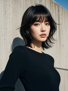 レイヤーカットショートウルフくびれボブ前下がりボブシャギー