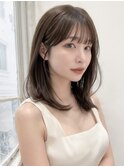 小顔外ハネミディアッシュ20代30代40代くびれ韓国ヘア