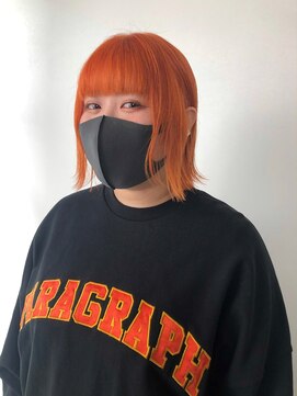 オンザ(ONTHE) アプリコットオレンジ　外ハネボブ　切りっぱなしボブ
