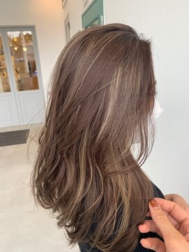 キャパサウス 春日 大野城店(CAPA south) ニュアンスハイライト　チョコレートカラー　かき上げバング