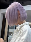 ダブルカラーラベンダーカラーインナーカラーハイライトミニボブ