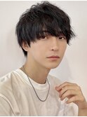 メンズ/アップバング/ツーブロックマッシュ/束感ショート/波巻き