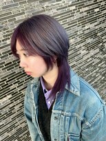 ヘアーアトリエ ラフェル(hair atelier Rafel)&nbsp;くびれミディアムウルフ　グレー×バイオレット