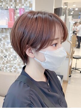 ネオリーブ アンド 渋谷店(Neolive &) ショート横浜ピンクベージュ前髪マチルダボブインナーグレージュ