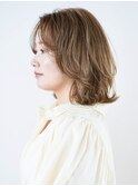 ミディアム・ボブ/面長/前髪あり/絶壁解消/30代/40代/50代