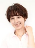 丸みショート・ボブ/丸顔/前髪あり/絶壁解消/40代/30代/長め