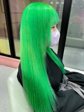 リアルグリーンカラー/グリーンカラー/派手髪カラー/ハイトーン