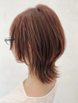 クオリス 上福岡店(QUALIS) 大人可愛いオレンジミディアムくびれレイヤー顔周りカット小顔