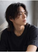 韓国風コンマヘアツーブロックセンターパートシャドウパーマ