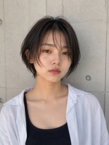 エヌア(ENURE)&nbsp;ロングレイヤー ベージュカラー ショートボブ 切りっぱなし