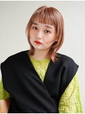 ミディアムヘア/斜めバング/グレージュカラー/新宿駅