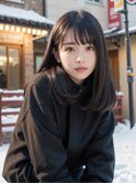 重めミディアムまとまりカール20代30代40代
