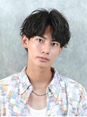ハーフアップバング束観マッシュパーマソフトツイスト