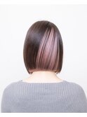 切りっぱなしボブ/フェイスレイヤー/インナーカラー/ピンク/豊橋