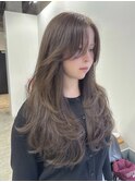 ハイレイヤー ロングレイヤー ハッシュカット グレージュカラー