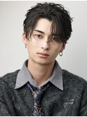 波巻きパーマメンズツイストスパイラルパーマかきあげヘア
