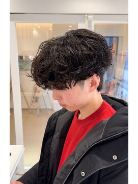 オーシャントーキョー 仙台(OCEAN TOKYO) シャドウパーマショートマッシュツーブロック韓国スパイラル黒髪