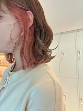 ジーナ セントラル銀座(Zina) 外ハネボブ*セクションカラー*ペールピンク【ZinaCENTRAL】