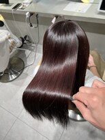 ロンドメリア 天神大名店(Lond Melia) ★グレージュカラー斜めバングデザインカラーシルキー ベージュ