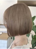 ダブルカラーミルクティーベージュカラーケアブリーチ韓国ボブ