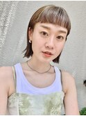 外ハネボブ/切りっぱなしボブ/ハイライト/髪質改善